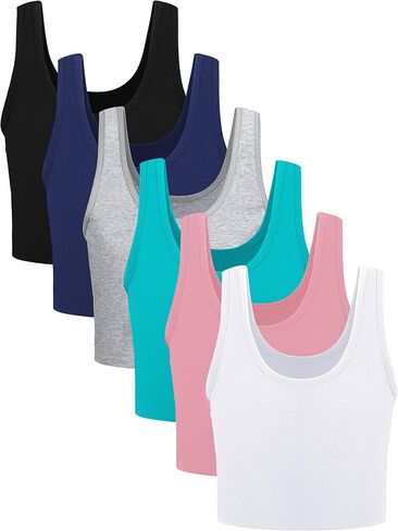 Bencailor 6 Pcs Girls Crop Top Cropped Tank Tops Camisole Sleeveless Dance Top in Saudi Arabia