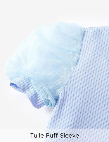 PATPAT Toddler Kid Girls Mesh Puff Short Sleeve Casual Cute Solid T-Shirt Pullover Blouse Tops in Kuwait