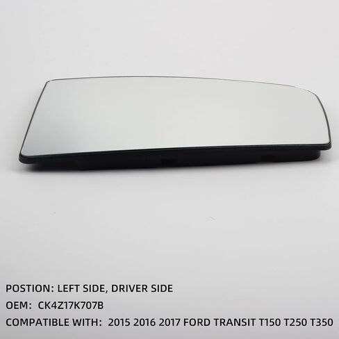 Dasbecan CK4Z17K707 Left Driver Side Upper Mirror Glass Compatible with Ford Transit 150 250 350 2015 2016 2017 Heated Convex Mirror Glass With Rear Holder Replaces CK4Z17K707B in Saudi Arabia