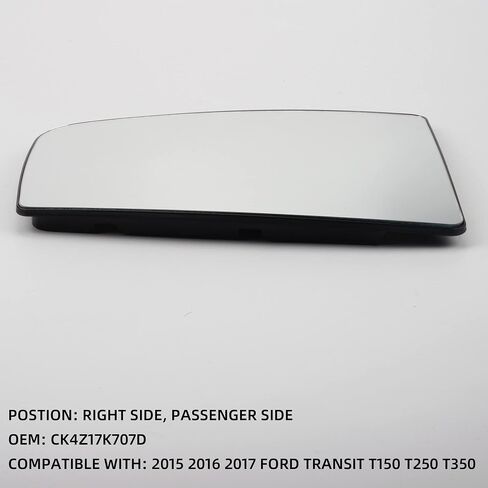 Dasbecan CK4Z17K707 Left Driver Side Upper Mirror Glass Compatible with Ford Transit 150 250 350 2015 2016 2017 Heated Convex Mirror Glass With Rear Holder Replaces CK4Z17K707B in Saudi Arabia