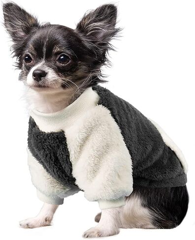 LESYPET Dog Sweaters for Small Dogs, Fleece Dog Sweater Small Dog Clothes Warm Puppy Coat Dog Pullover for Small Dogs Girl Boy, Grey Medium in Saudi Arabia