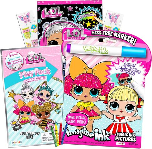L O L Dolls Coloring and Activity Bundle for Kids Toddlers ~ LOL Dolls Mess-Free Coloring Book with Magic Pen, Scratch Art Book, Mini Coloring Book, and Owl Stickers (LOL Dolls Party Supplies) in Saudi Arabia