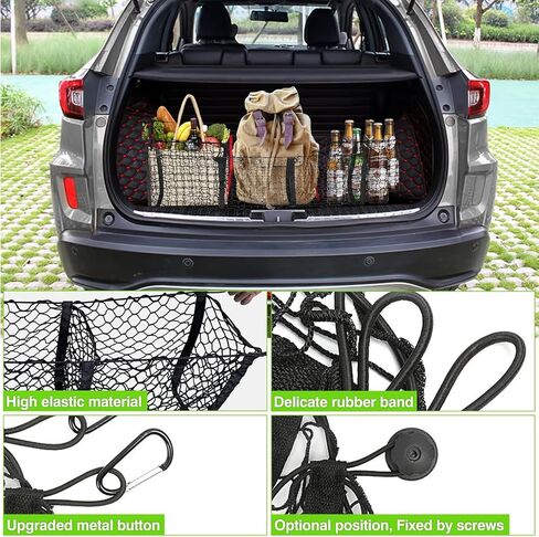 شبكة شحن لسرير الشاحنة، شبكة شبكية مرنة عالمية، حقيبة صندوق ملحقات داخلية لتخزين 4 جيوب شبكة بضائع مع خطافات معدنية (47.2 * 11.8 بوصة) in Kuwait