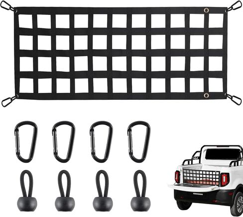 شبكة الباب الخلفي من Amiss لسرير الشاحنة بالحجم الكامل، شبكة شحن للباب الخلفي شديدة التحمل قابلة للتعديل، ملحقات خارجية للسيارة، متوافقة مع الشاحنات من شيفروليه، فورد، تويوتا، جي إم سي، دودج رام، جيب (60 بوصة × 18 بوصة) in Kuwait
