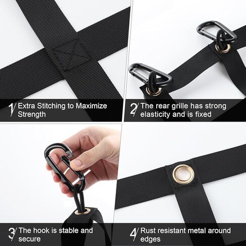 شبكة الباب الخلفي من Amiss لسرير الشاحنة بالحجم الكامل، شبكة شحن للباب الخلفي شديدة التحمل قابلة للتعديل، ملحقات خارجية للسيارة، متوافقة مع الشاحنات من شيفروليه، فورد، تويوتا، جي إم سي، دودج رام، جيب (60 بوصة × 18 بوصة) in Kuwait