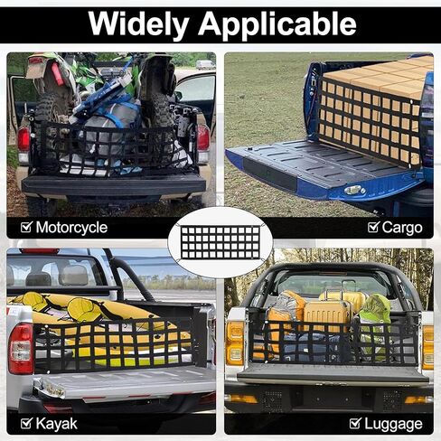 شبكة الباب الخلفي من Amiss لسرير الشاحنة بالحجم الكامل، شبكة شحن للباب الخلفي شديدة التحمل قابلة للتعديل، ملحقات خارجية للسيارة، متوافقة مع الشاحنات من شيفروليه، فورد، تويوتا، جي إم سي، دودج رام، جيب (60 بوصة × 18 بوصة) in Kuwait