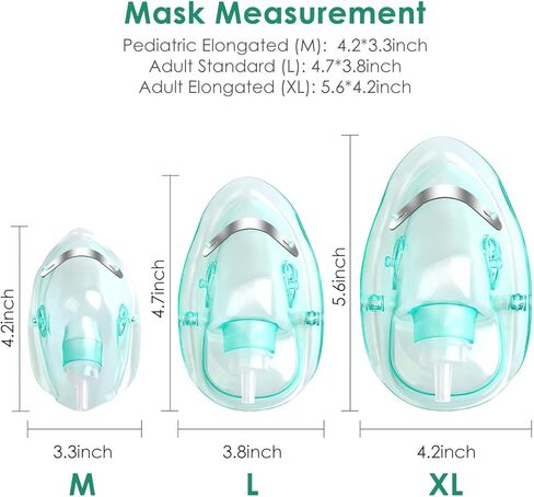 5 Pack Adult Oxygen Face Mask with 7 Ft Tube, Adjustable Elastic Strap - Size L in Kuwait