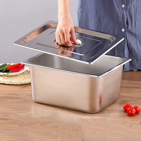 3pcs Stainless Steam Hotel Pan 6-inch 1/2 Half-Size 22 Gauge Stainless Steel Anti-Jam Steam Table Pan with Lid Perforated Steam Pan(1/2 Size Pan) in Saudi Arabia