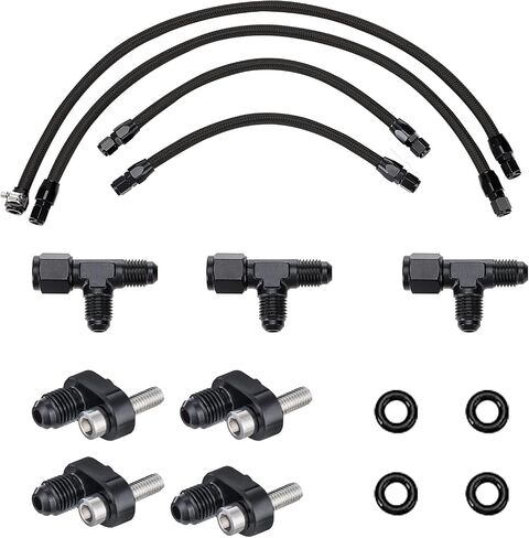 AN4 Steam Vent Hose Coolant Crossover Kit for LS LSX LS1 LS2 LS6 LM7 Engines Stainless Steel Braided Nylon Kit for Front and Rear Venting Complete Coolant Cross (Black) in Saudi Arabia