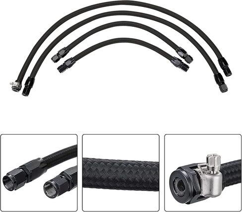 AN4 Steam Vent Hose Coolant Crossover Kit for LS LSX LS1 LS2 LS6 LM7 Engines Stainless Steel Braided Nylon Kit for Front and Rear Venting Complete Coolant Cross (Black) in Saudi Arabia