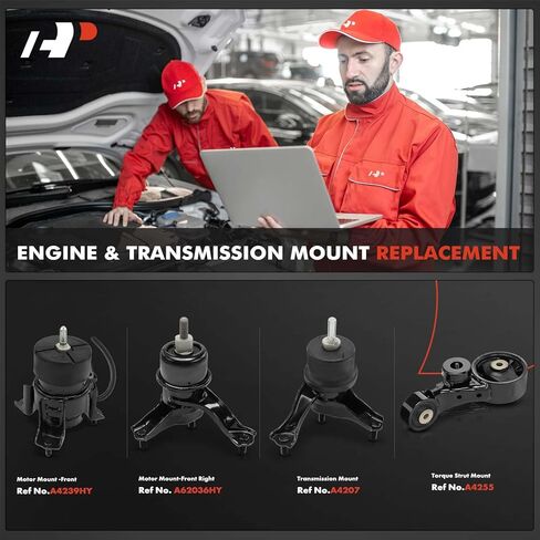 A-Premium 4 قطع حامل محرك المحرك وحامل ناقل الحركة ومجموعة تثبيت دعامة عزم الدوران متوافقة مع Toyota Sienna 2007 2008 2009 2010، 3.5 لتر، ناقل حركة أوتوماتيكي، FWD in Saudi Arabia