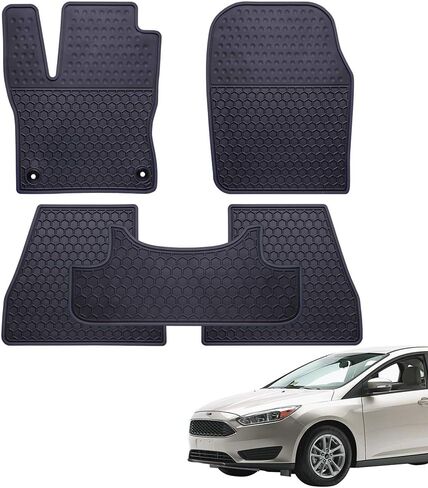 سجادات أرضية السيارة مناسبة خصيصًا لسيارة Ford Focus 2013 2014 2015 2016 2017 2018 سجادة قدم مطاطية عديمة الرائحة وقابلة للغسل ومضادة للانزلاق وحماية من جميع الأحوال الجوية - بطانة أرضية السيارة - باللون الأسود in Saudi Arabia