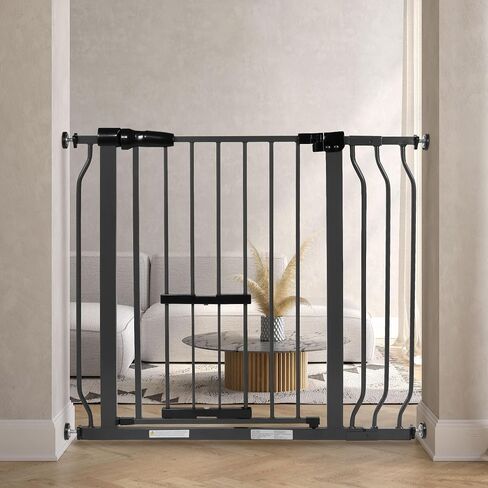BalanceFrom Easy Walk-Thru Safety Gate with Pet Door for Doorways and Stairways with Auto-Close/Hold-Open Features, 30-Inch Tall, Fits 29.1 - 33.8 Inch Openings, Graphite in Saudi Arabia