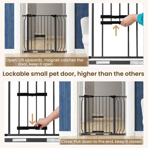 BalanceFrom Easy Walk-Thru Safety Gate with Pet Door for Doorways and Stairways with Auto-Close/Hold-Open Features, 30-Inch Tall, Fits 29.1 - 33.8 Inch Openings, Graphite in Saudi Arabia