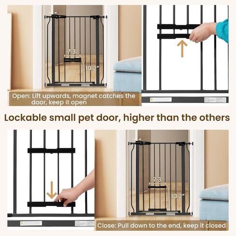 BalanceFrom Easy Walk-Thru Safety Gate with Pet Door for Doorways and Stairways with Auto-Close/Hold-Open Features, 30-Inch Tall, Fits 29.1 - 33.8 Inch Openings, Graphite in Saudi Arabia
