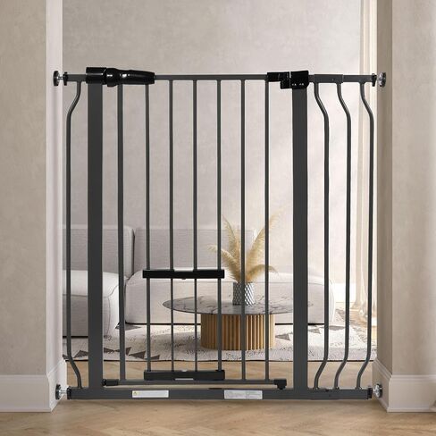 BalanceFrom Easy Walk-Thru Safety Gate with Pet Door for Doorways and Stairways with Auto-Close/Hold-Open Features, 30-Inch Tall, Fits 29.1 - 33.8 Inch Openings, Graphite in Saudi Arabia