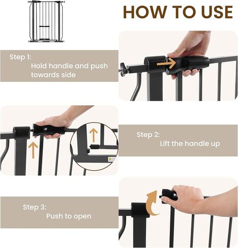 بوابة أمان BalanceFrom سهلة المرور مع باب للحيوانات الأليفة للمداخل والسلالم مع ميزات الإغلاق التلقائي/الفتح، بطول 76.2 سم، يناسب الفتحات مقاس 29.1 - 38.5 بوصة، جرافيت in Kuwait