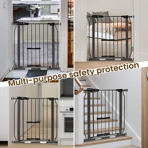 بوابة أمان BalanceFrom سهلة المرور مع باب للحيوانات الأليفة للمداخل والسلالم مع ميزات الإغلاق التلقائي/الفتح، بطول 76.2 سم، يناسب الفتحات مقاس 29.1 - 38.5 بوصة، جرافيت in Kuwait