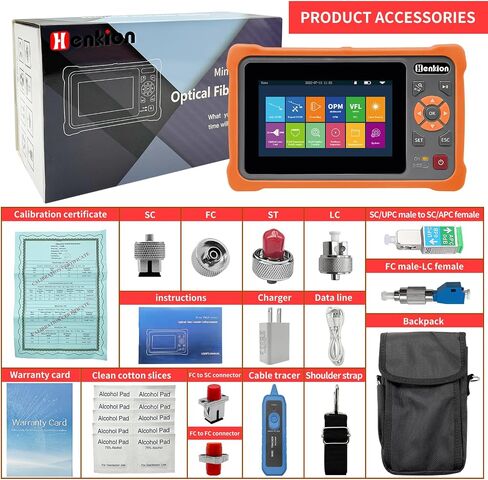 Henkion OTDR Fiber Optic Tester 1610nm 22dB Test Range 500m-100Km with 4.3-inch IPS Touch Screen Monitor Tester with, Real Time Fiber Optic Test Support LS OPM VFL RJ45 Test in Saudi Arabia