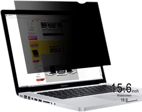 فلتر خصوصية لشاشة الكمبيوتر المحمول 15.6 بوصة 16:9، طبقة حماية شاشة عريضة بزاوية مرئية 60 درجة قابلة للإزالة وإعادة الاستخدام لأجهزة Lenovo وDell وSamsung وHP وAcer Notebook (أسود، 344 × 194) in Kuwait