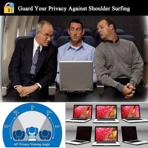 فلتر خصوصية لشاشة الكمبيوتر المحمول 15.6 بوصة 16:9، طبقة حماية شاشة عريضة بزاوية مرئية 60 درجة قابلة للإزالة وإعادة الاستخدام لأجهزة Lenovo وDell وSamsung وHP وAcer Notebook (أسود، 344 × 194) in Kuwait