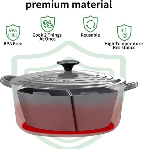 Huafly 2-in-1 Silicone Slow Cooker Liners, BPA Free Reusable Leakproof Silicone Divider Insert, Slow Cooker Accessories Cooking Liners Compatible with 6QT Slow Cooker (Grey) in Saudi Arabia