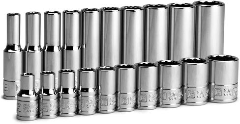 Capri Tools 1/4 in. Drive 12-Point Shallow and Deep Socket Set, SAE, 3/16 to 9/16 in, SAE, 20-Piece in Saudi Arabia