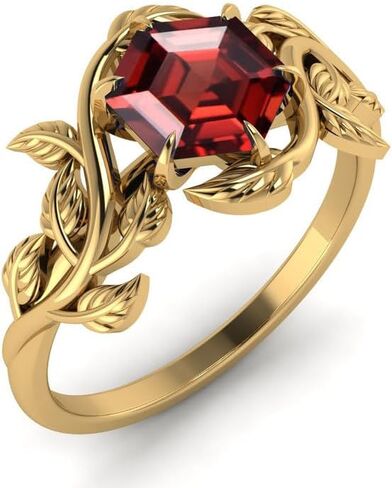 Red Garnet Engagement Ring for Women, Women's Engagement Rings Red Garnet Promise Rings 925 Sterling Silver with Black Rhodium Plated in Saudi Arabia