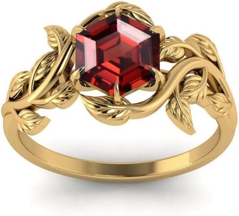Red Garnet Engagement Ring for Women, Women's Engagement Rings Red Garnet Promise Rings 925 Sterling Silver with Black Rhodium Plated in Saudi Arabia