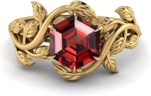 Red Garnet Engagement Ring for Women, Women's Engagement Rings Red Garnet Promise Rings 925 Sterling Silver with Black Rhodium Plated in Saudi Arabia