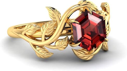 Red Garnet Engagement Ring for Women, Women's Engagement Rings Red Garnet Promise Rings 925 Sterling Silver with Black Rhodium Plated in Saudi Arabia