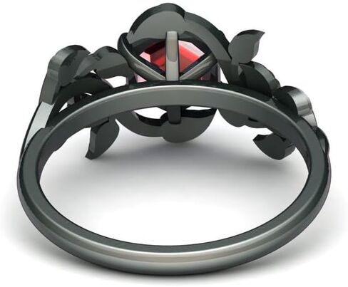 Red Garnet Engagement Ring for Women, Women's Engagement Rings Red Garnet Promise Rings 925 Sterling Silver with Black Rhodium Plated in Saudi Arabia