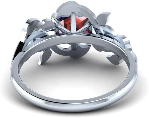Red Garnet Engagement Ring for Women, Women's Engagement Rings Red Garnet Promise Rings 925 Sterling Silver with Black Rhodium Plated in Saudi Arabia