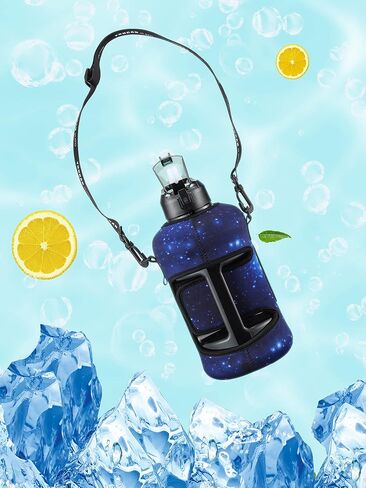 YOUCAN PLATO 74 oz Half Gallon Water Bottle with Sleeve-Large Water Bottle -Big Gym Water Bottle with Straw- Gallon Water Jug with Handle and Bottle Brush-BPA Free- Leakproof, workout bottle,Black in Saudi Arabia