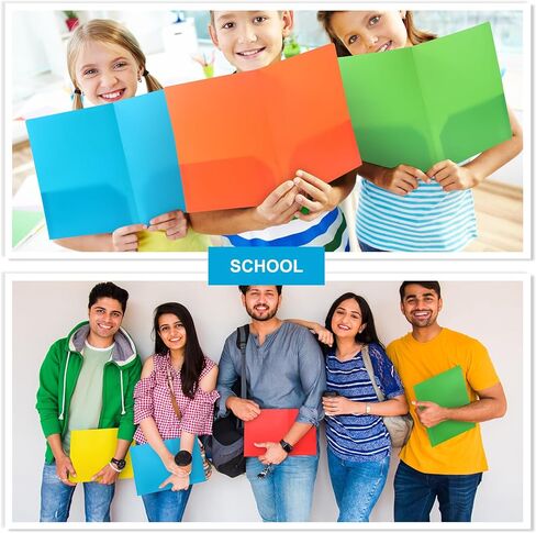 100 Pcs Office Supplies Colored File Folders with Pockets and Card Slots 11.42 x 9.25 Inches Heavy Duty Two Pocket Plastic Folder Poly Folders for Office School Classroom Supplies(100 Pcs) in Saudi Arabia