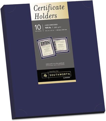 حامل شهادة، كحلي، مخزون كتان 105 رطل، 12 × 9 1/2، 10/عبوة in Kuwait