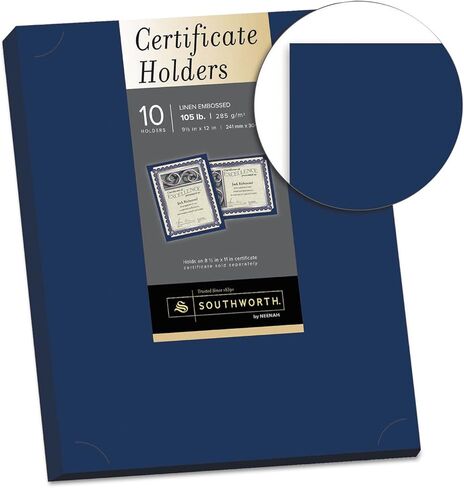 حامل شهادة، كحلي، مخزون كتان 105 رطل، 12 × 9 1/2، 10/عبوة in Kuwait