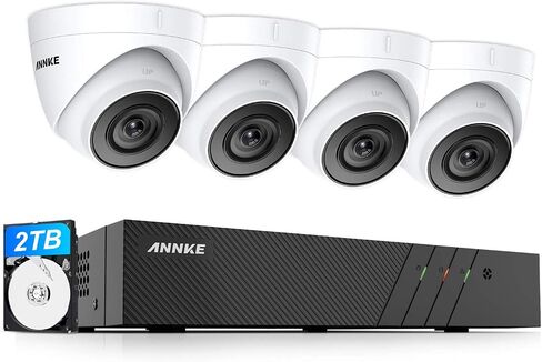 ANNKE H500 5MP PoE Security Camera System with 6MP 8CH NVR, 4X 5MP Outdoor IP Cameras with 2.8MM Lens, 24/7 Audio Recording, 100 FT EXIR 2.0 Night Vision, IP67 Rated, Supports Alexa (2TB HDD Included) in Saudi Arabia