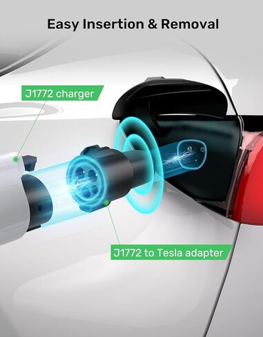 محول J1772 إلى Tesla - [يناسب جميع مالكي Tesla] محول شحن Tesla بحد أقصى 80 أمبير/240 فولت تيار متردد لطراز Tesla Y/3/X/S وملحقات Cybertruck، متوافق مع محطات الشحن من المستوى 1/2 in Kuwait