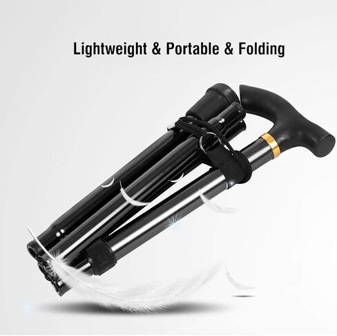 عصا للمشي مصنوعة من سبائك الألومنيوم أقطاب الرحلات قصب معدني قابل للطي كبار السن موازنة المشي لمسافات طويلة وتسلق الجبال (أسود) in Kuwait