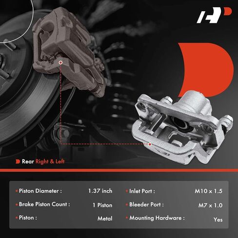 A-Premium Disc Brake Caliper Assembly with Bracket Compatible with Select Nissan Models - Juke 2011-2017, Sentra 2007-2019, Tiida 2007-2010 - Rear Driver and Passenger Side, 2-PC Set in Saudi Arabia