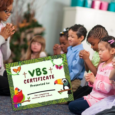 Vacation Bible School VBS Certificate of Completion Award | 50 pk 8.5x11" Jungle Wild Animals Safari Camp School Participation in Saudi Arabia