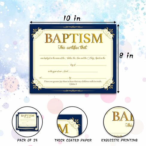 Baptism Certificates for Church, Elegant Border Baby Dedication Certificates with Baby Christening, Vintage Baptism Gifts for Baby Boys Baby Girls Kids, 25 Pcs Baby Shower Baby Baptismal Award -15 in Saudi Arabia