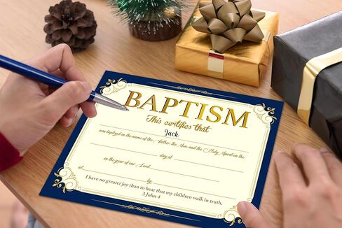 Baptism Certificates for Church, Elegant Border Baby Dedication Certificates with Baby Christening, Vintage Baptism Gifts for Baby Boys Baby Girls Kids, 25 Pcs Baby Shower Baby Baptismal Award -15 in Saudi Arabia