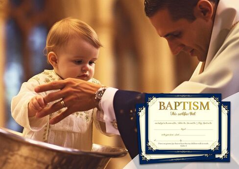 Baptism Certificates for Church, Elegant Border Baby Dedication Certificates with Baby Christening, Vintage Baptism Gifts for Baby Boys Baby Girls Kids, 25 Pcs Baby Shower Baby Baptismal Award -15 in Saudi Arabia