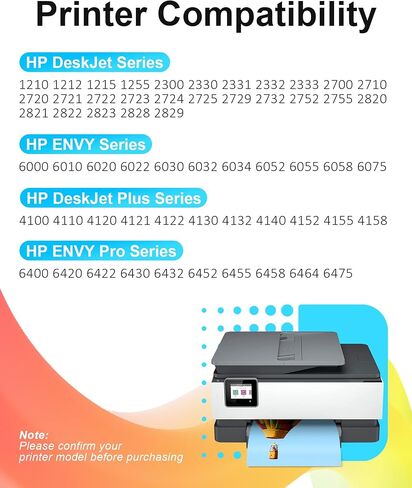 خرطوشة حبر 67XL باللون الأسود والألوان لحبر HP 67 67XL بديلة عالية الإنتاجية تناسب Envy 6000 6055 6058 6075 6400 6455 لـ Deskjet 2752 2755 2755e 4152 4155 2800 prtiner (عبوتان) in Kuwait