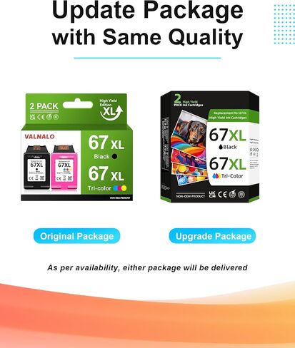 خرطوشة حبر 67XL باللون الأسود والألوان لحبر HP 67 67XL بديلة عالية الإنتاجية تناسب Envy 6000 6055 6058 6075 6400 6455 لـ Deskjet 2752 2755 2755e 4152 4155 2800 prtiner (عبوتان) in Kuwait