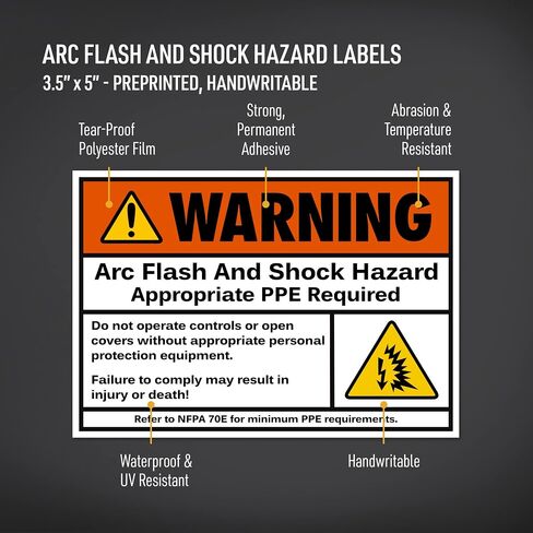 Avery Arc Flash/Shock Warning Labels, Waterproof, UV Resistant, Preprinted, 3.5" x 5", 8 Warning Decal Labels in Saudi Arabia