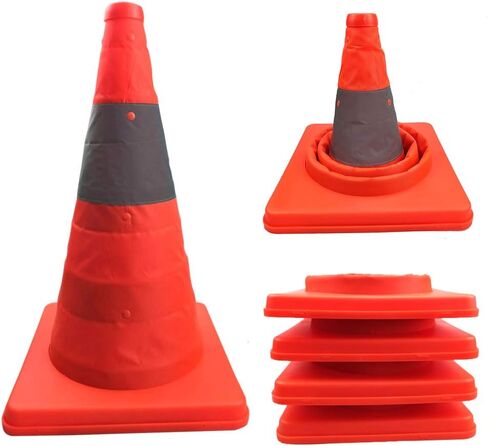 Annurssy 4-Piece 15.5-Inch Collapsible Safety Traffic Cones Multi-Purpose Pop-Up Reflective Road Parking Orange Safety Cone in Saudi Arabia