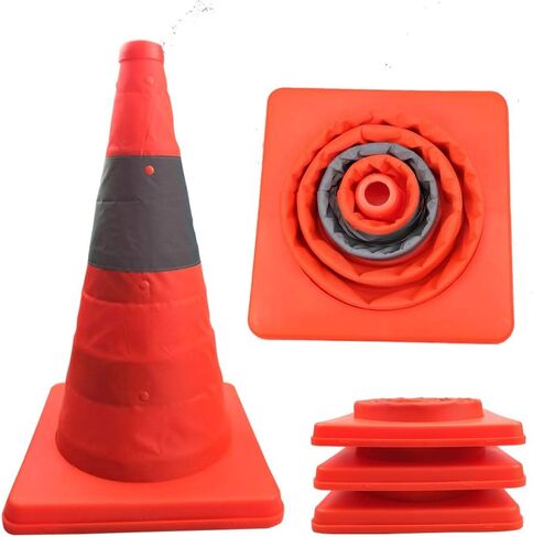 Annurssy 4-Piece 15.5-Inch Collapsible Safety Traffic Cones Multi-Purpose Pop-Up Reflective Road Parking Orange Safety Cone in Saudi Arabia